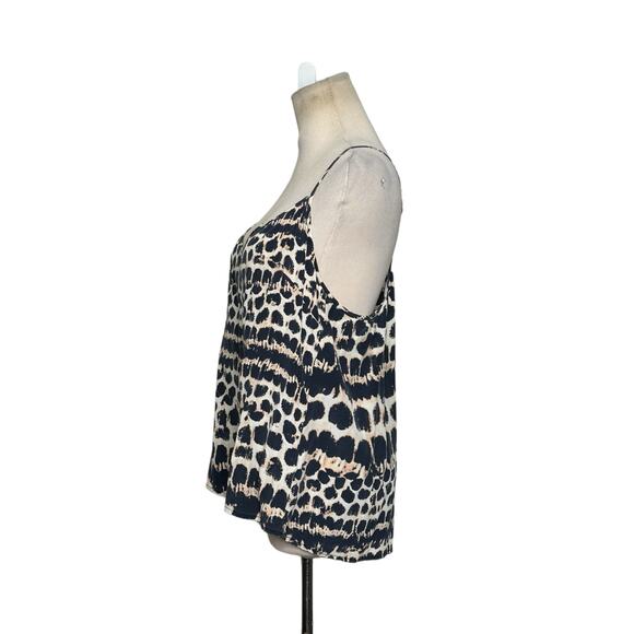 E by Eloise cream black print silk cami top size M - Picture 6 of 12